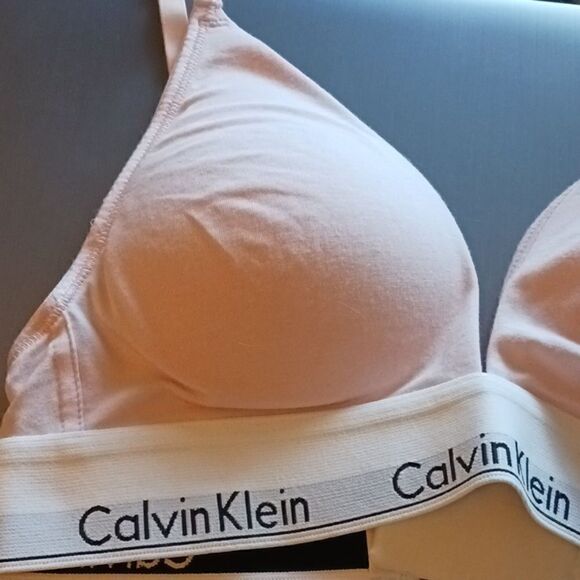 Calvin Klein Cotton Triangle Bra with Removable Pads Pink Sz XSMALL NWT - Picture 9 of 10